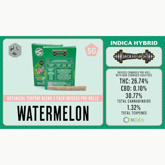 White Label Extracts - WLE | Jacked Up J's Watermelon | Botanical Blend Infused Pre-Roll 5PK (1g) - 1