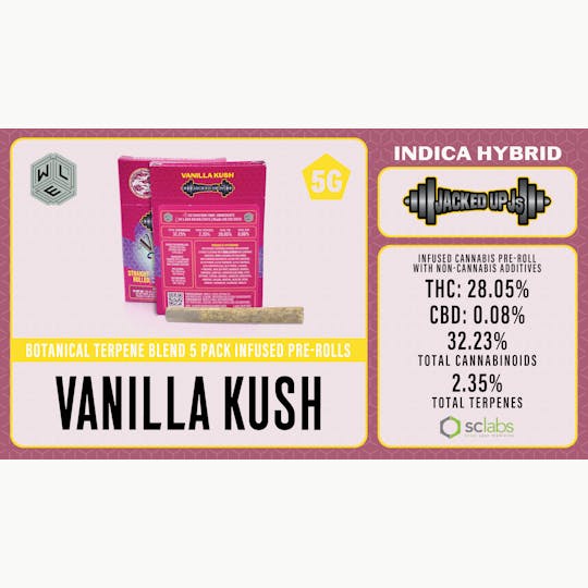 White Label Extracts - WLE | Jacked Up J's Vanilla Kush | Botanical Blend Pre-Roll 5PK (1g) - 1