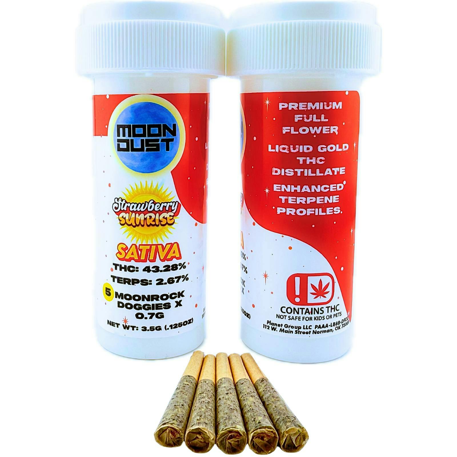 MOON DUST - Moon Rock | Strawberry Sunrise | Infused Joint | 0.7g each | 5pk - 1