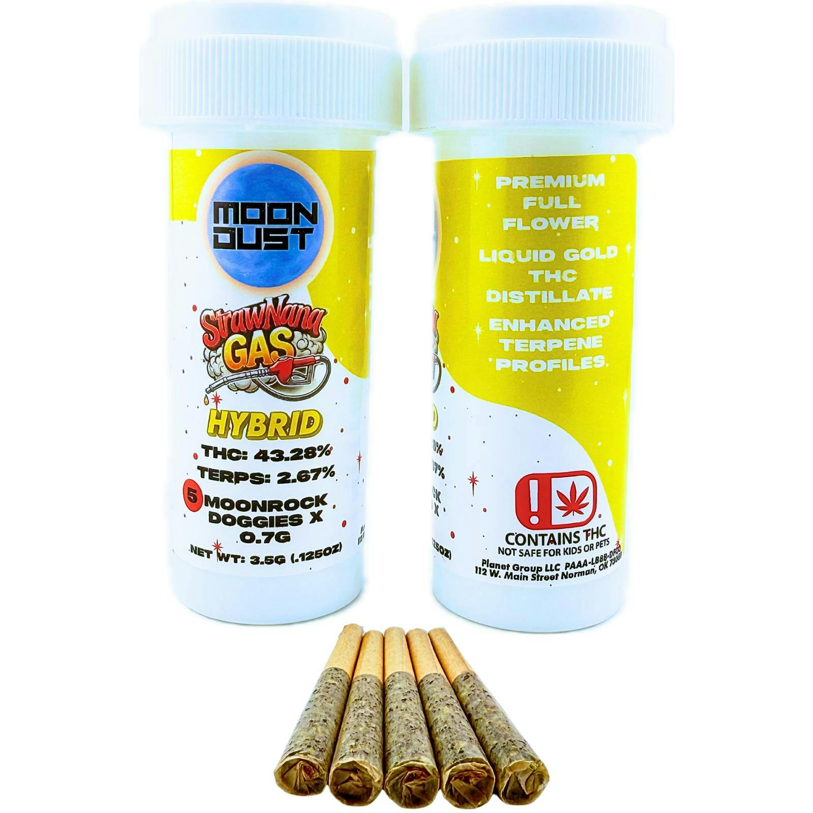 MOON DUST - Moon Rock | Strawnana Gas | Infused Joint | 0.7g each | 5pk - 1