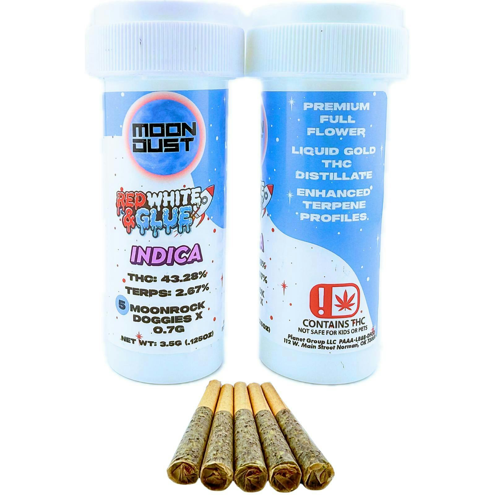 MOON DUST - Moon Rock | Red White & Glue | Infused Joint | 0.7g each | 5pk - 1