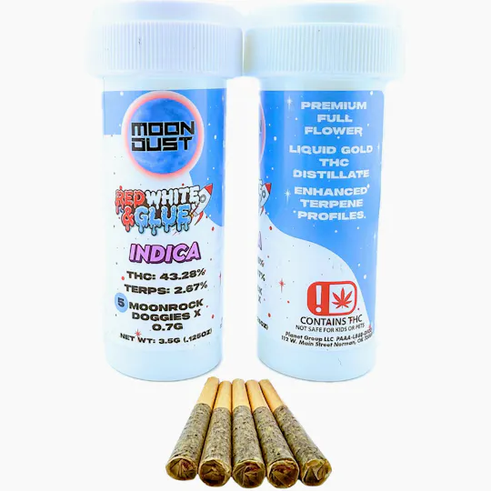 MOON DUST - Moon Rock | Red White & Glue | Infused Joint | 0.7g each | 5pk - 1