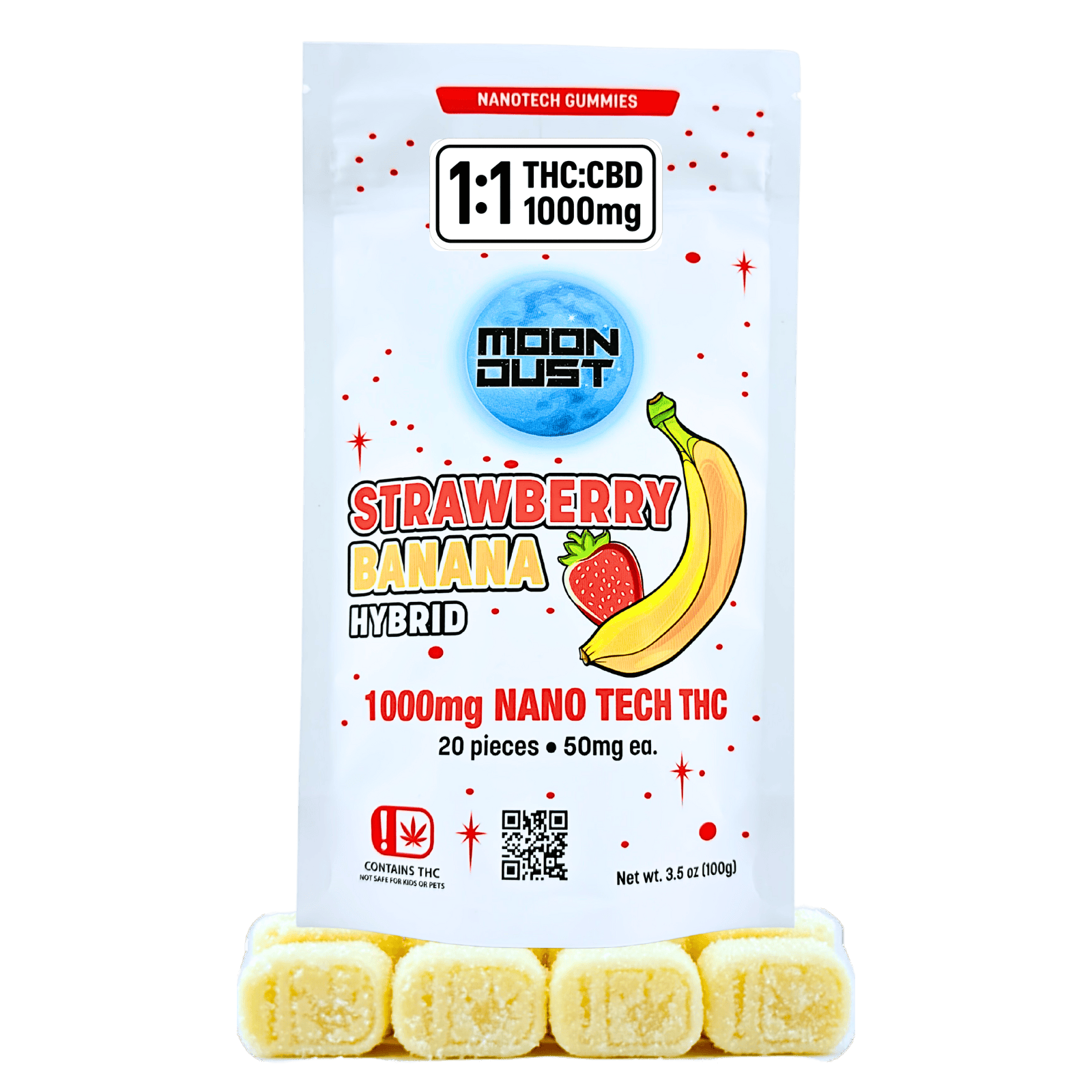 MOON DUST - Moon Dust | Strawberry Banana 1:1 Nano Gummies | 1000mg | 20ct | 50mg/ea - 1