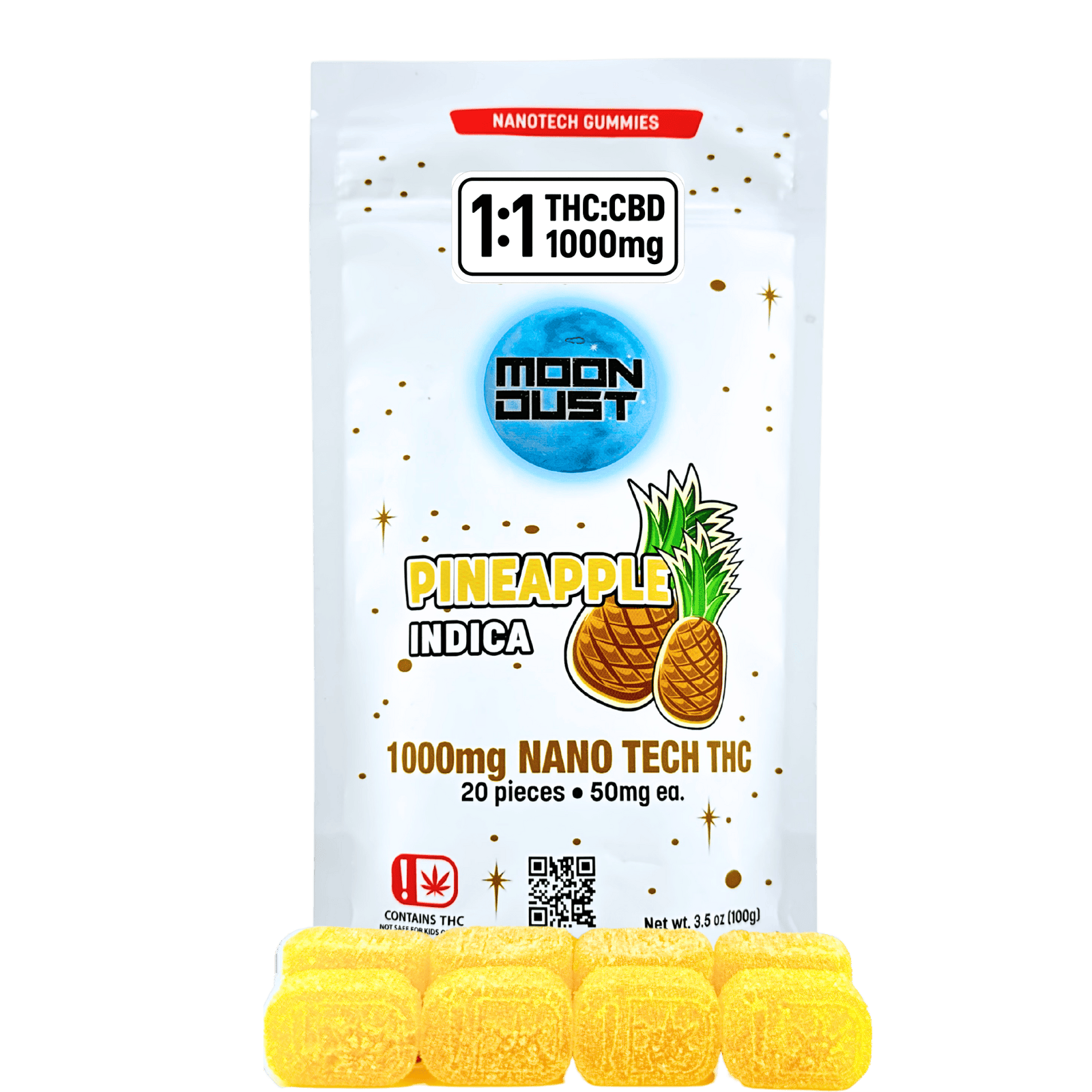MOON DUST - Moon Dust | Pineapple 1:1 Nano Gummies | 1000mg | 20ct | 50mg/ea - 1