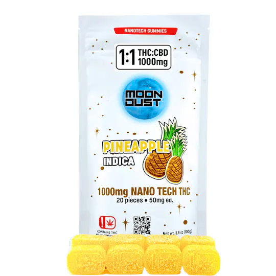 Moon Dust | Pineapple 1:1 Nano Gummies | 1000mg | 20ct | 50mg/ea Moon Dust | Pineapple 1:1 Nano Gummies | 1000mg | 20ct | 50mg/ea