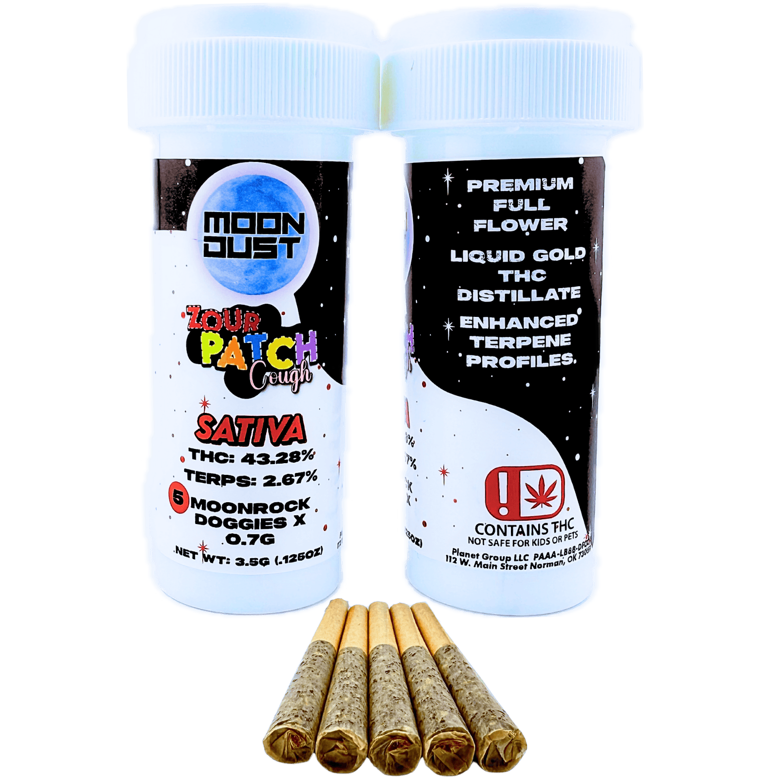 MOON DUST - Moon Rock | Zour Patch Cough | Infused Joint | 0.7g each | 5pk - 1