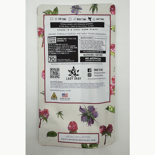 Lady Gray Gourmet Medibles - Lady Gray - Medibles - White Chocolate Raspberry Bar - 1