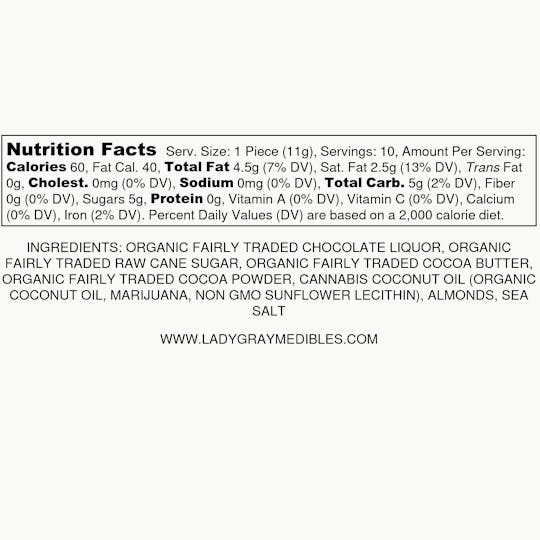 Lady Gray Gourmet Medibles - Lady Gray - Medibles - Almond Sea Salt Chocolate Bar - 1