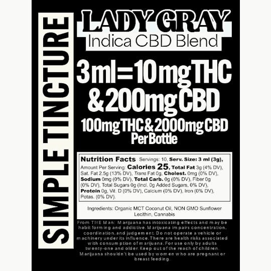 Lady Gray Gourmet Medibles - Lady Gray - Medibles - Simple Tinctures - Indica 1:20 - 1