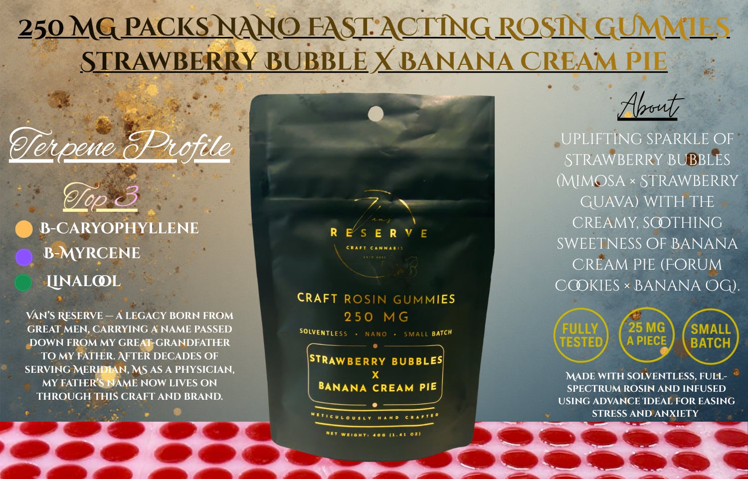 Vans Reserve Craft Cannabis Co - Rosin Fast Acting Gummies - Strawberry Bubbles x Banana Cream Pie - 1