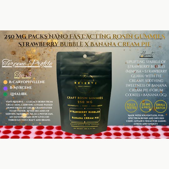 Vans Reserve Craft Cannabis Co - Rosin Fast Acting Gummies - Strawberry Bubbles x Banana Cream Pie - 1