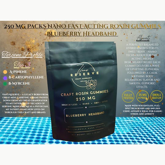 Vans Reserve Craft Cannabis Co - Rosin Fast Acting Gummies - Blueberry Headband - 1