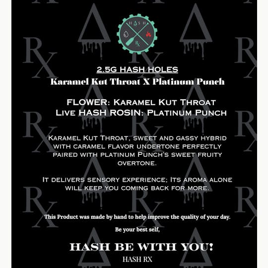 Hash RX - Hash RX - Hash Holes Karamel Kut Throat x Platinum Punch 2.5g - 1