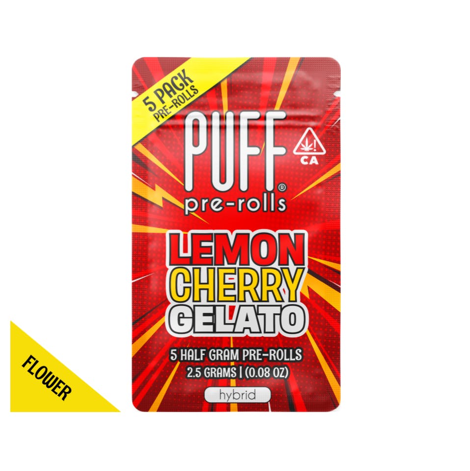 PUFF - Lemon Cherry Gelato - hybrid - 5 pack pre-rolls - 2.5 gram - 1
