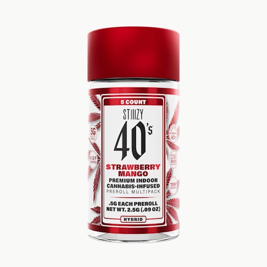 STIIIZY - - STRAWBERRY MANGO - .5G 40's Infused Preroll 5 Pack - 1