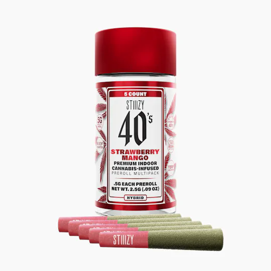 STIIIZY - - STRAWBERRY MANGO - .5G 40's Infused Preroll 5 Pack - 1