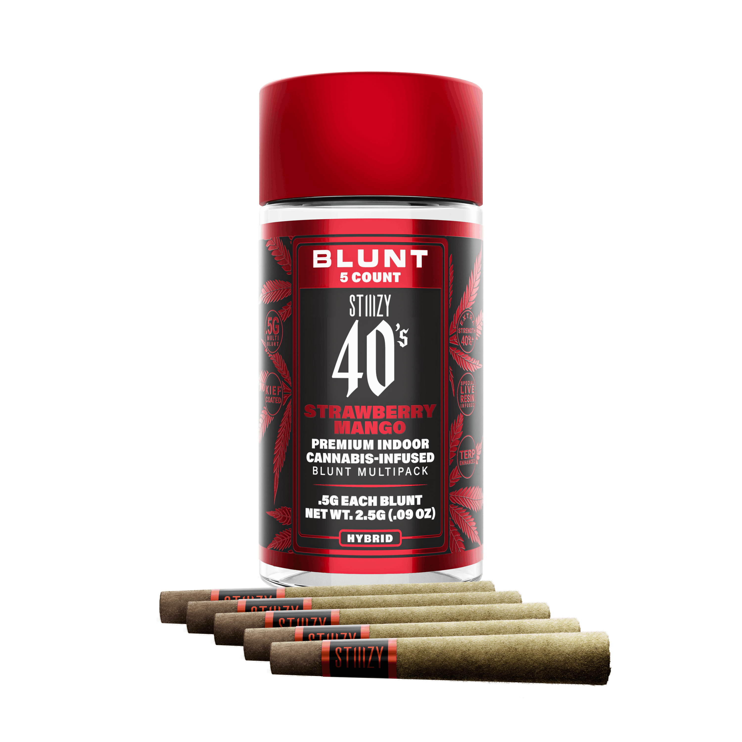 STIIIZY - - STRAWBERRY MANGO - .5G 40's Infused Mini Blunt 5 Pack [2g] - 1