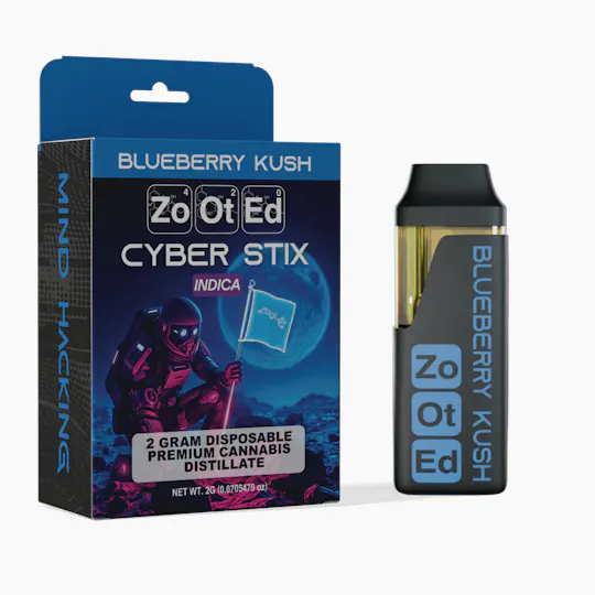 Zooted Brandz - MI - Blueberry Kush | Cyber Stick | Live Resin Disposable | 2g - 1