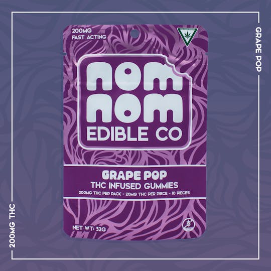 Nom Nom Edible Co - Nom Nom Gummies | Grape Pop | 200mg - 1