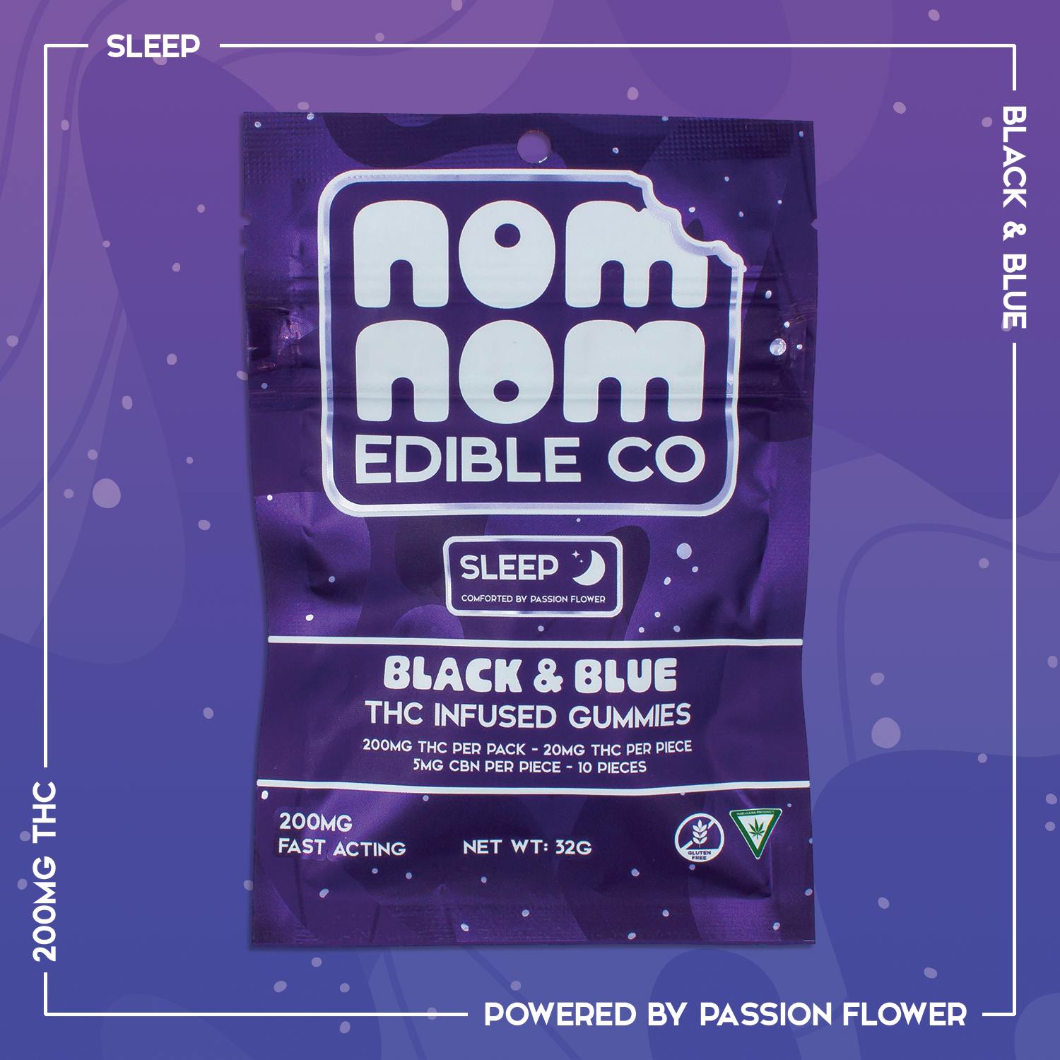 Nom Nom Edible Co - Nom Nom Gummies | Black & Blue | 200mg - 1