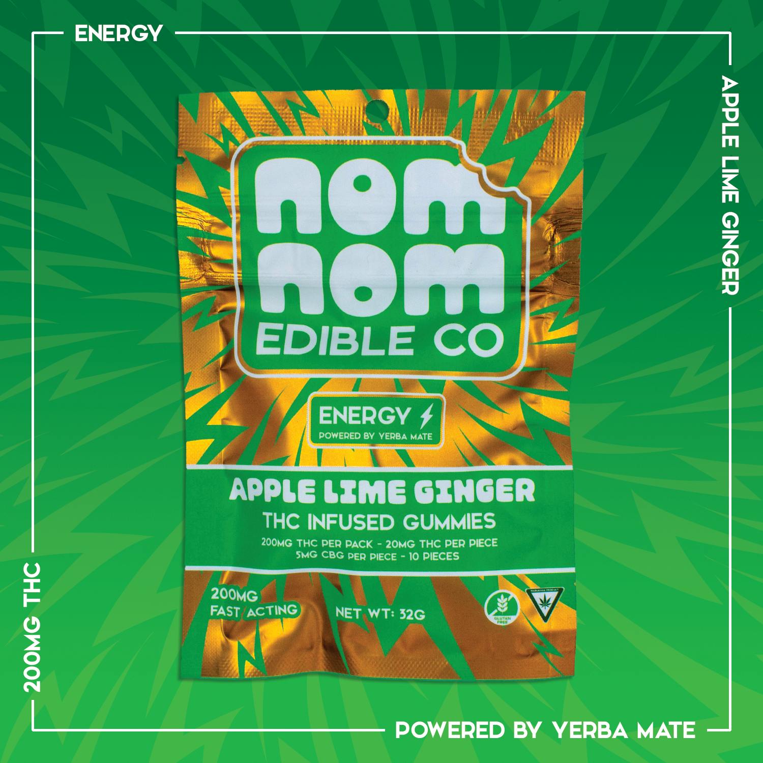 Nom Nom Edible Co - Nom Nom Gummies | Apple Lime Ginger | 200mg - 1