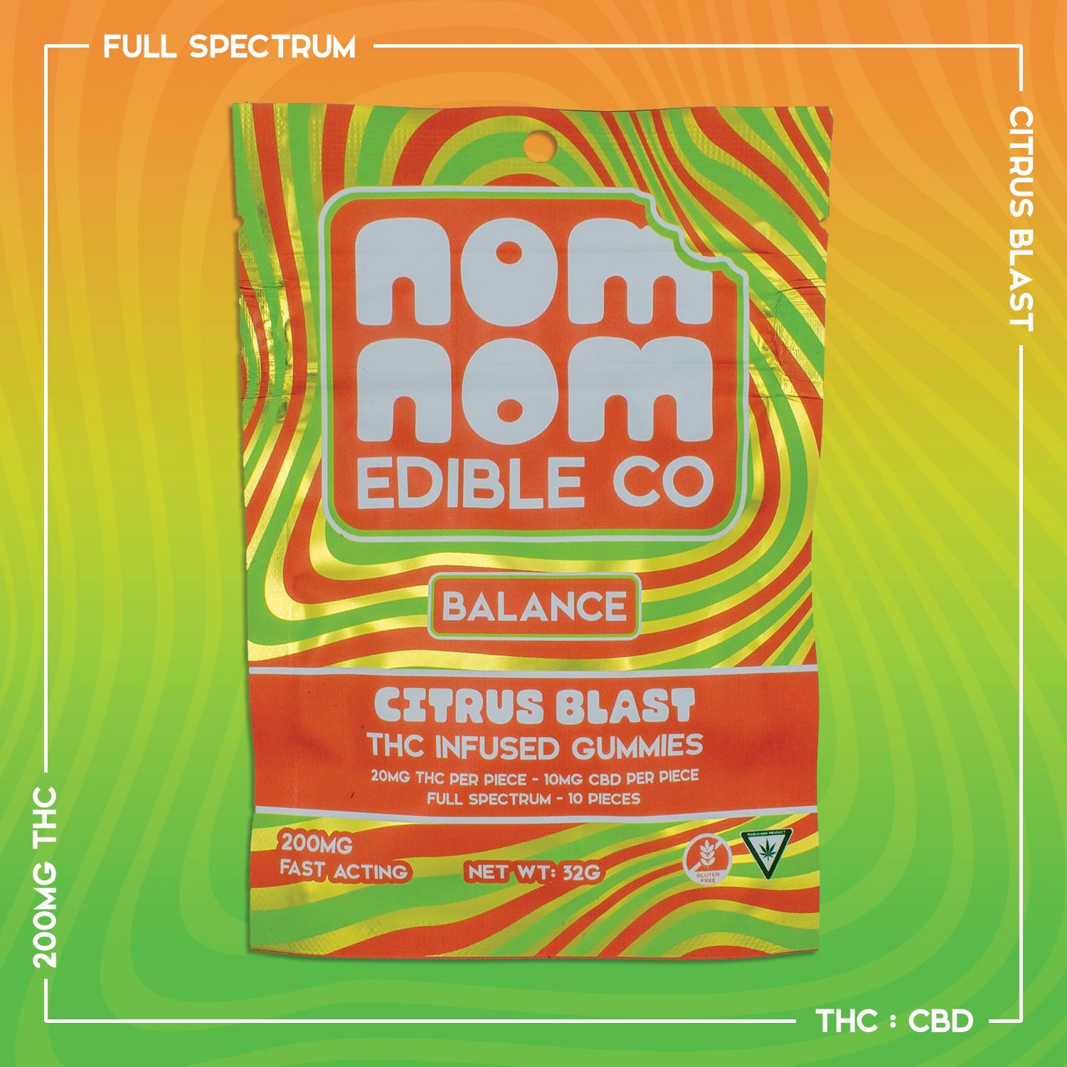 Nom Nom Edible Co - Nom Nom Gummies | Citrus Blast | 200mg:100mg - 1