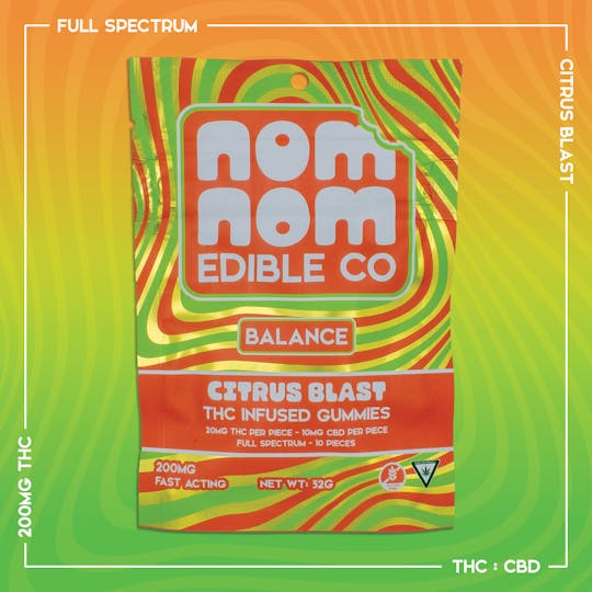 Nom Nom Edible Co - Nom Nom Gummies | Citrus Blast | 200mg:100mg - 1