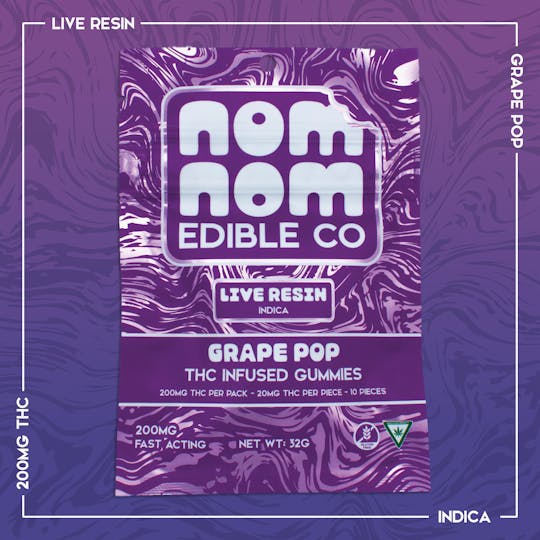 Nom Nom Edible Co - Nom Nom LR Gummies | Grape Pop | 200mg - 1