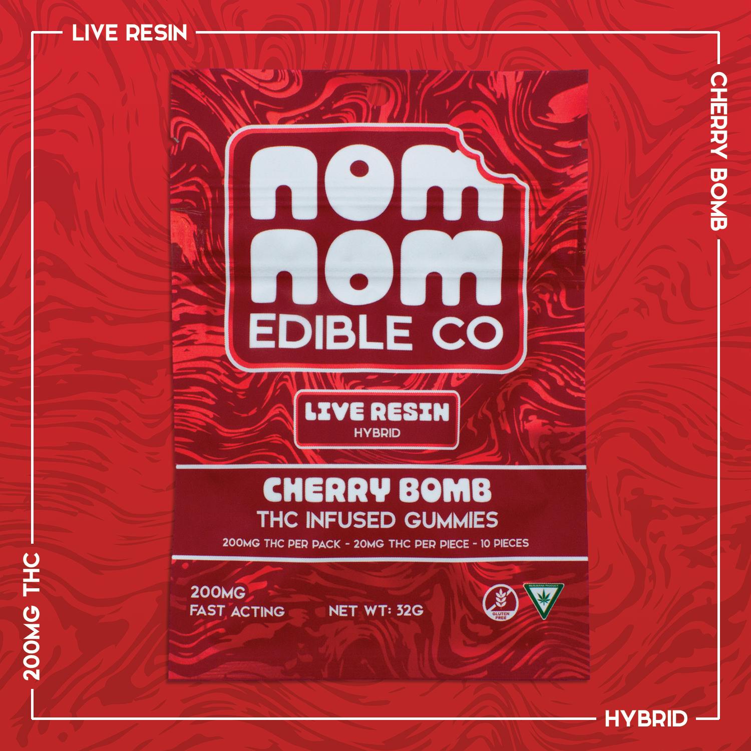 Nom Nom Edible Co - Nom Nom LR Gummies | Cherry Bomb | 200mg - 1