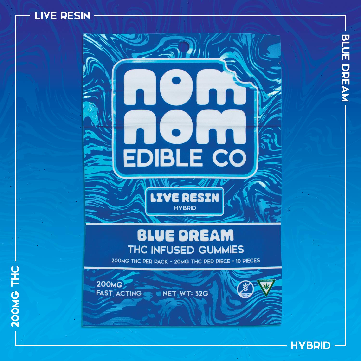 Nom Nom Edible Co - Nom Nom LR Gummies | Blue Dream | 200mg - 1