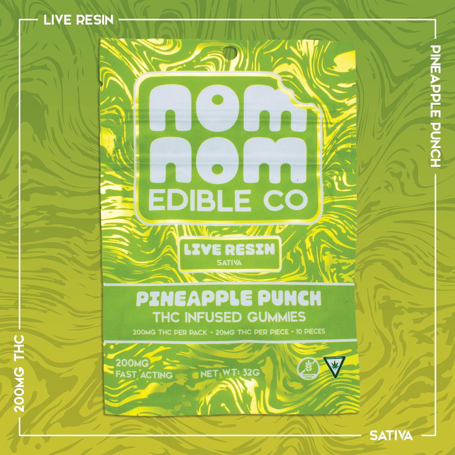 Nom Nom Edible Co - Nom Nom LR Gummies | Pineapple Punch | 200mg - 1