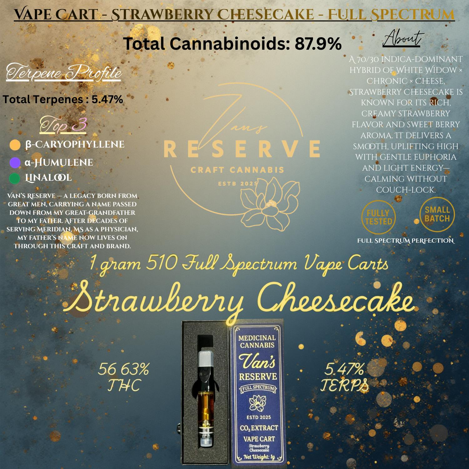 Vans Reserve Craft Cannabis Co - 1g 510 Cart - Strawberry Cheesecake - 1