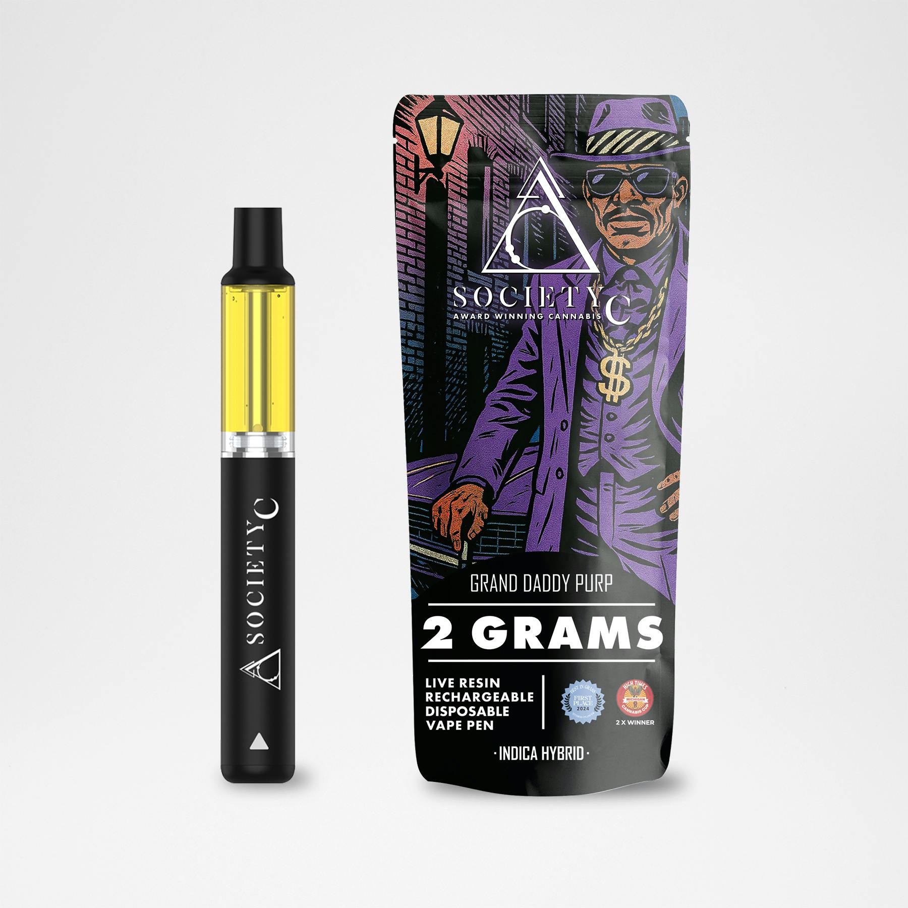 Society C - Society C - Grand Daddy Purp - 2g Live Resin Disposable Vape - 1
