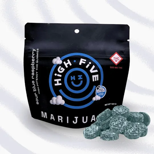 High Five Cannabis - High Five | Sour Blue Raspberry | Gummies | 500mg - 1