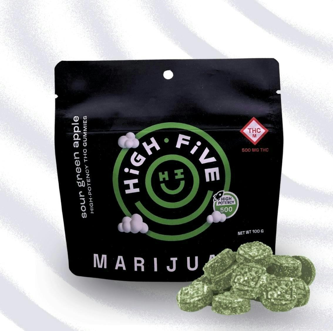 High Five Cannabis - High Five | Sour Green Apple | Gummies | 500mg - 1