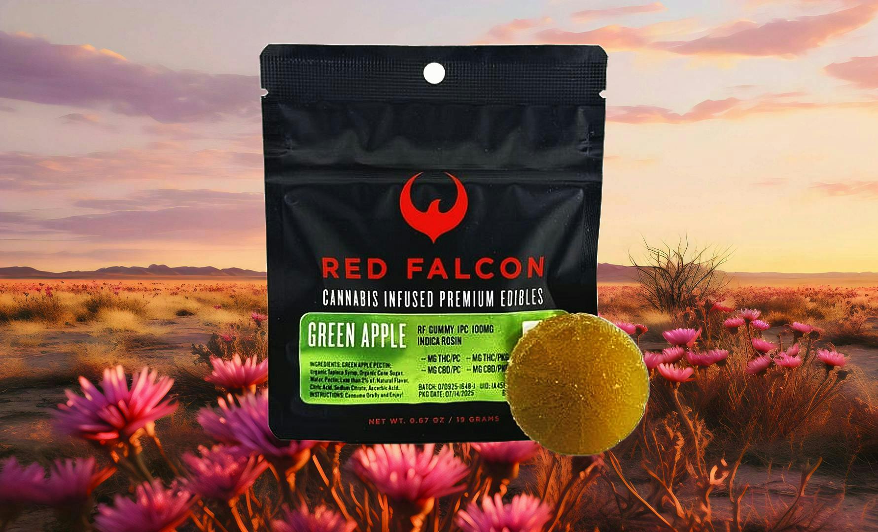 Red Falcon - RF | Green Apple Gummy Coin 1pc | 100mg - 1
