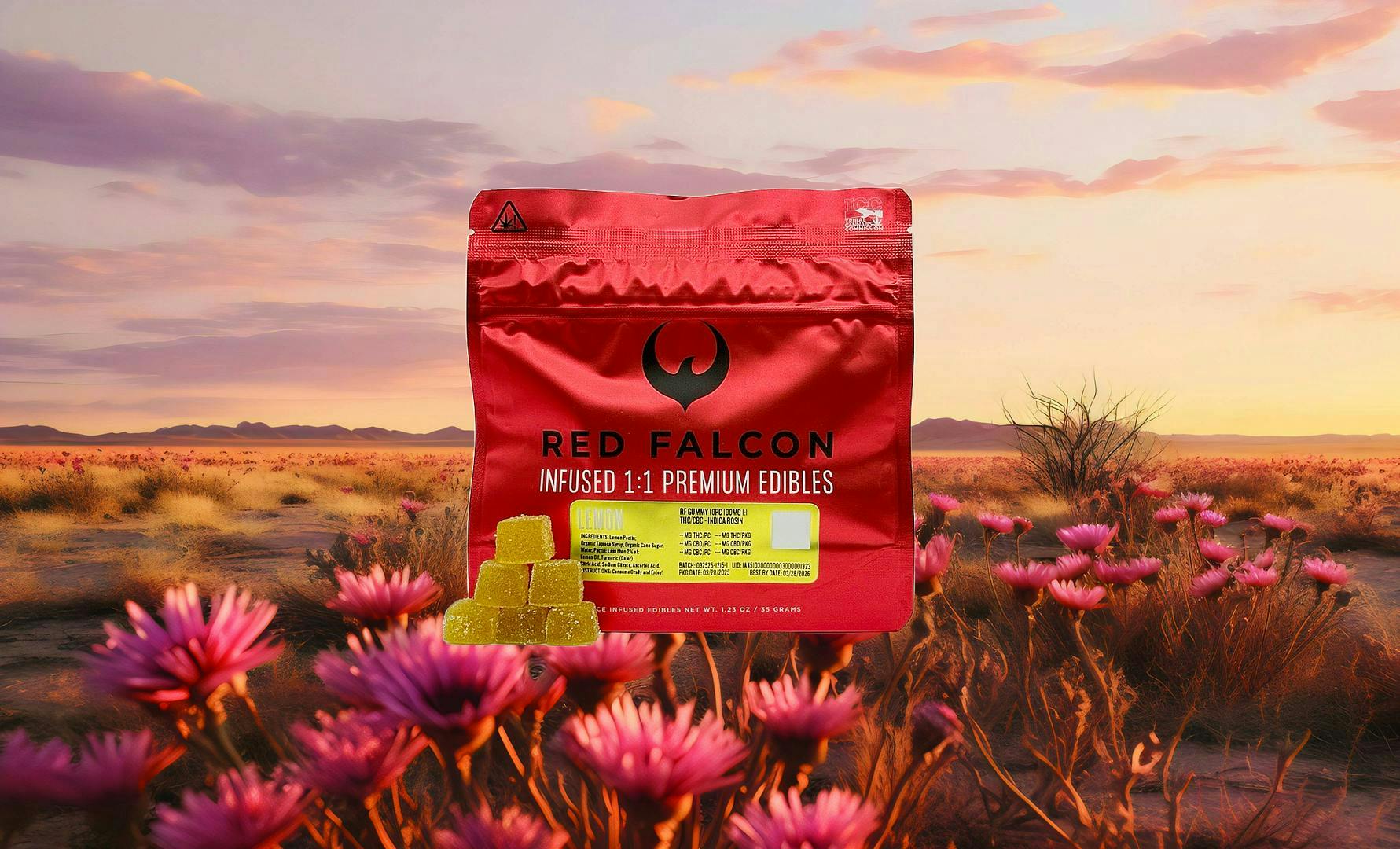 Red Falcon - RF | Lemon Gummies 10pc | 100mg 1:1 THC/CBC - 1