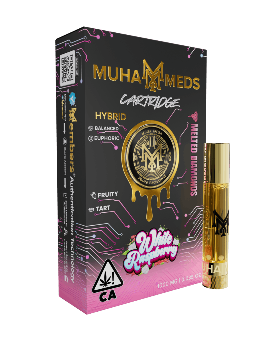 Muha Meds - White Raspberry | Melted Diamonds Cartridge | 1000MG - 1