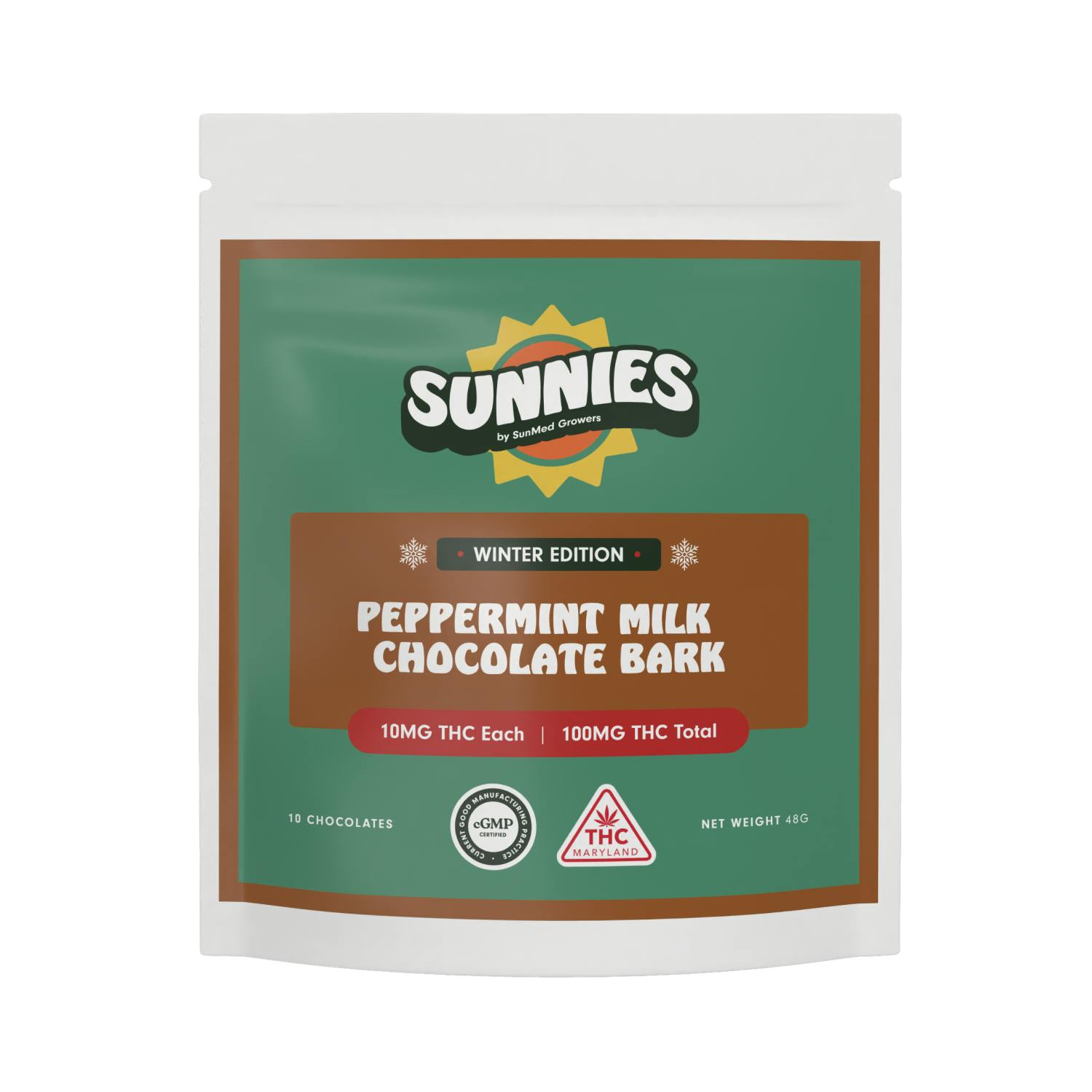 SunMed Growers - Peppermint Milk Chocolate Bark 100mg - 1