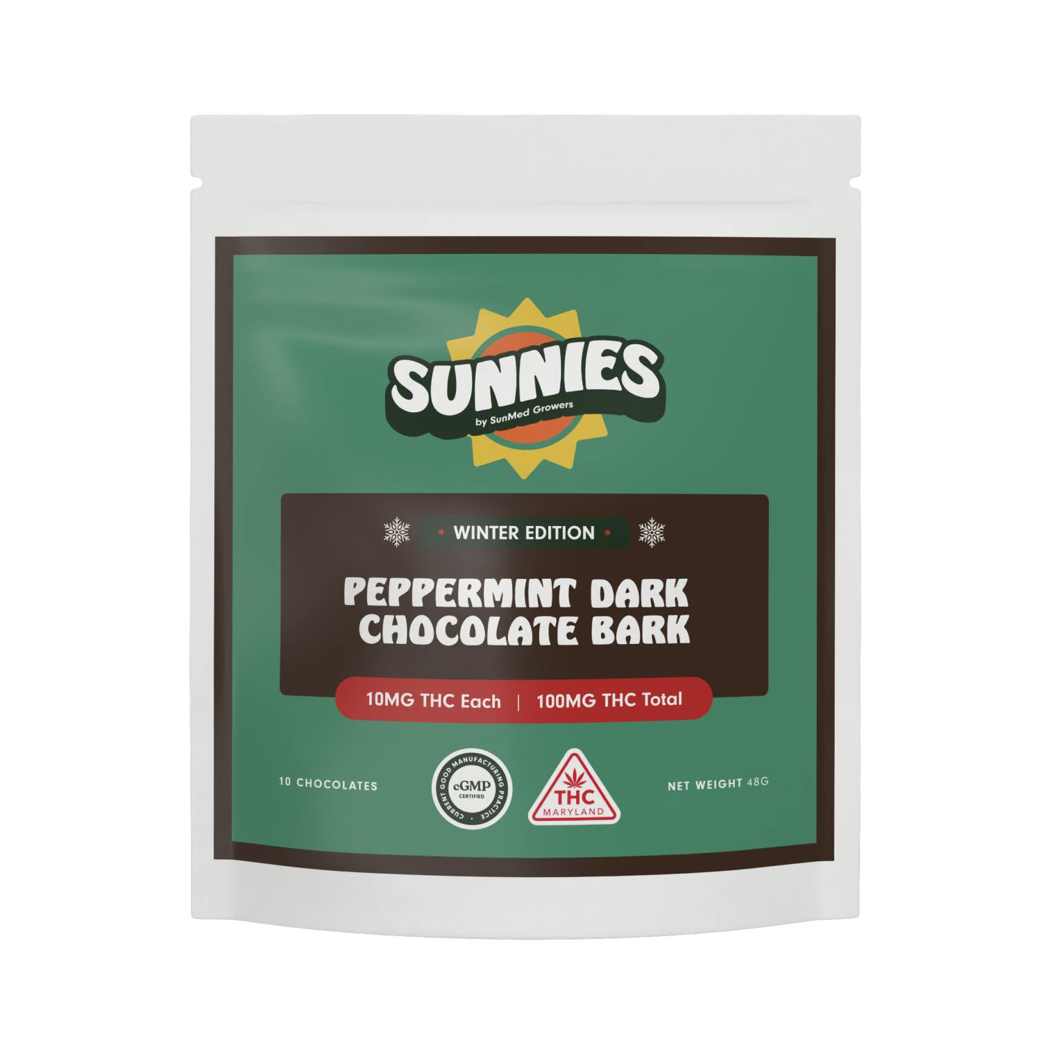 SunMed Growers - Peppermint Dark Chocolate Bark 100mg - 1