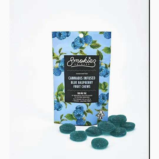 Smokiez Edibles - Blue Raspberry Fruit Chews | 100mg | 10ct | 10mg/ea - 1