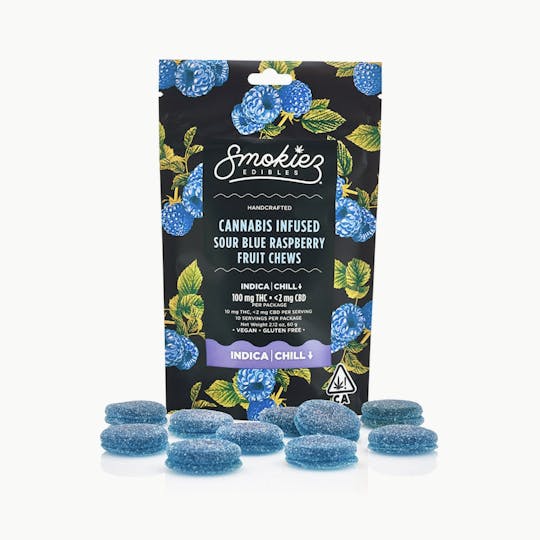Smokiez Edibles - Smokiez INDICA Sour Blue Raspberry Fruit Chews - 100mg - 1