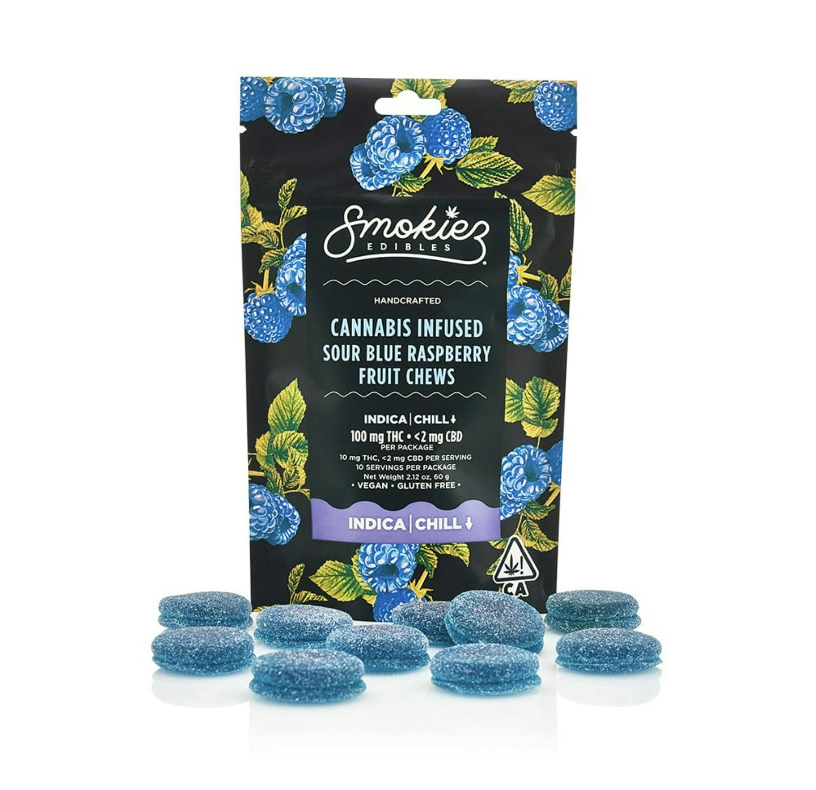 Smokiez Edibles - Sour Blue Raspberry Fruit Chews | 100mg | 10ct | 10mg/ea - 1