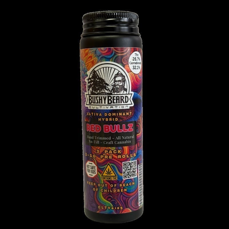 Bushy Beard Cultivation - Bushy Beard - Red Bullz Pre Rolls 3pk 1g ea - 1