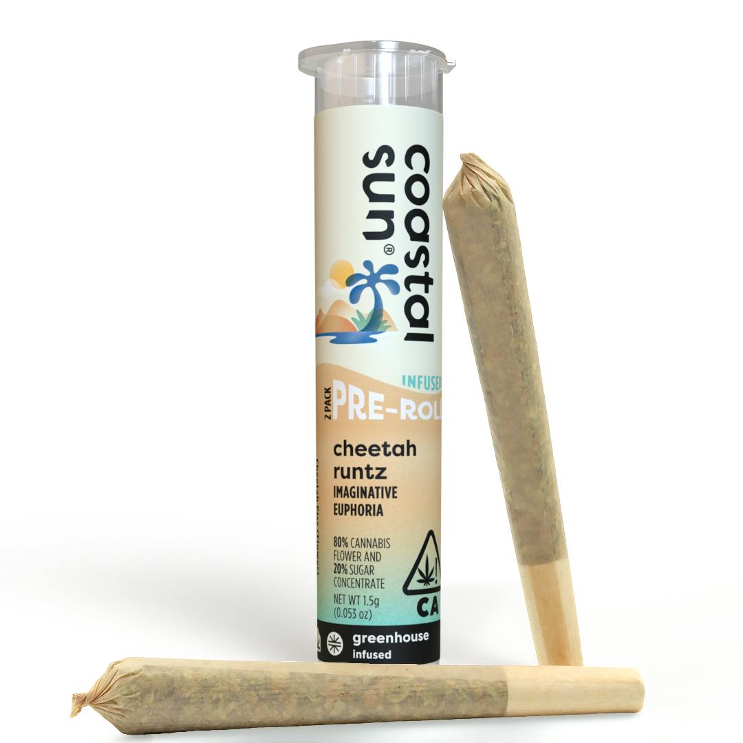 Coastal Sun - Cheetah Runtz Infused Greenhouse 0.75g Pre-Roll 2pk 1.5g - 1