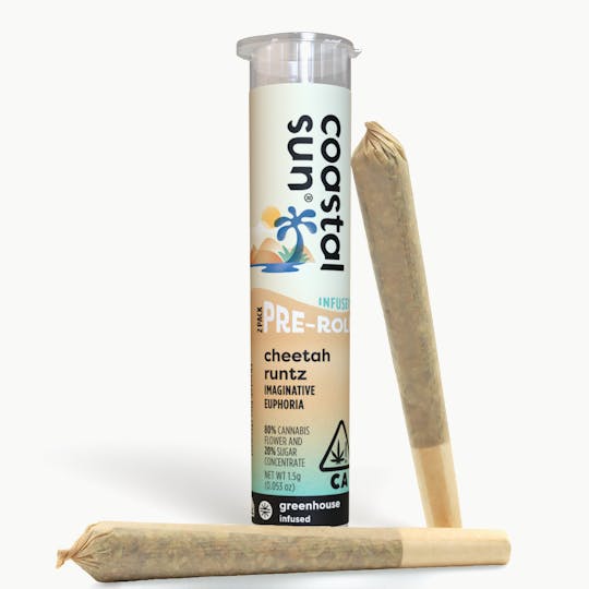Coastal Sun - Cheetah Runtz Infused Greenhouse 0.75g Pre-Roll 2pk 1.5g - 1