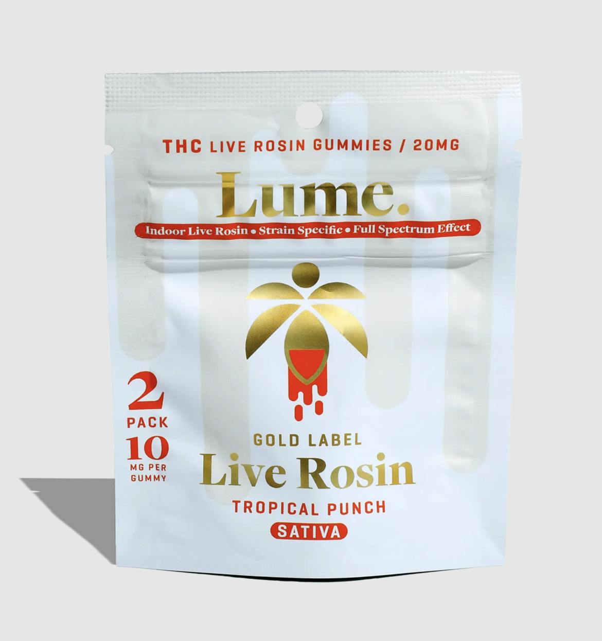 Lume Cannabis Co. - Tropical Punch Live Rosin Gummies 2X10mg (20mg) - 1