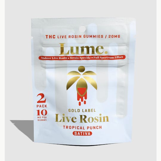 Lume Cannabis Co. - Tropical Punch Live Rosin Gummies 2X10mg (20mg) - 1