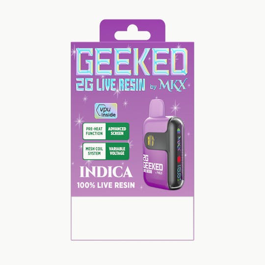 MKX Oil Co - Geeked By MKX - 2g Live Resin Disposable - GMO - Indica - 1
