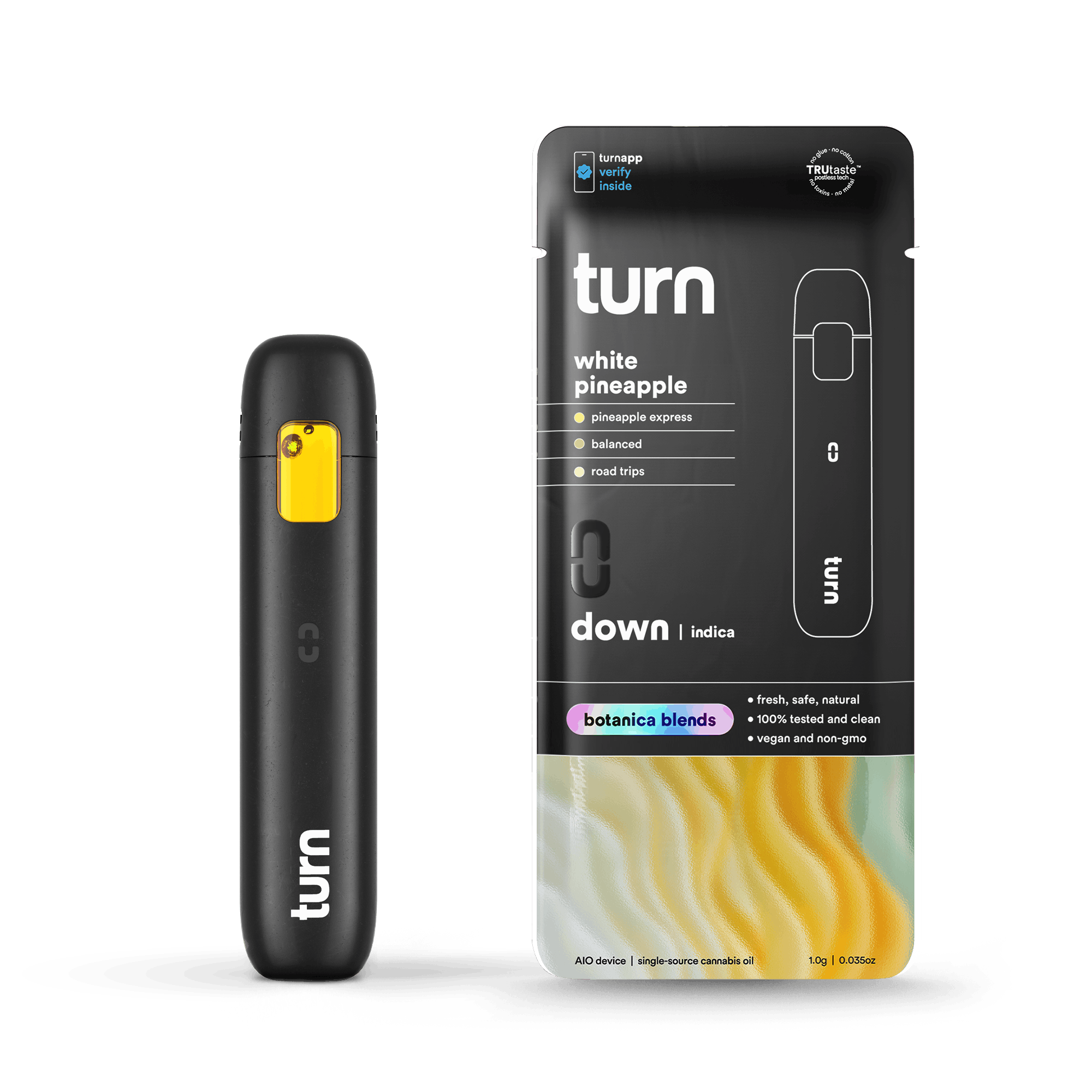 turn - 1.0g AIO | white pineapple | botanica blends | down | - 1